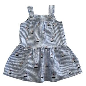 Nautical Sailboat Patterned Blue Kids Dress